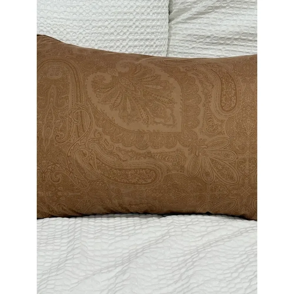 VINTAGE Lauren Ralph Lauren Italy Paisley Standard Pillowcase Taupe Brown Cotton
